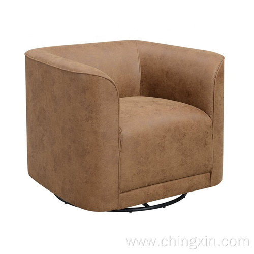 Round Barrel Chairs Swivel Glider in Grey Fabric Swivel Accent Chair